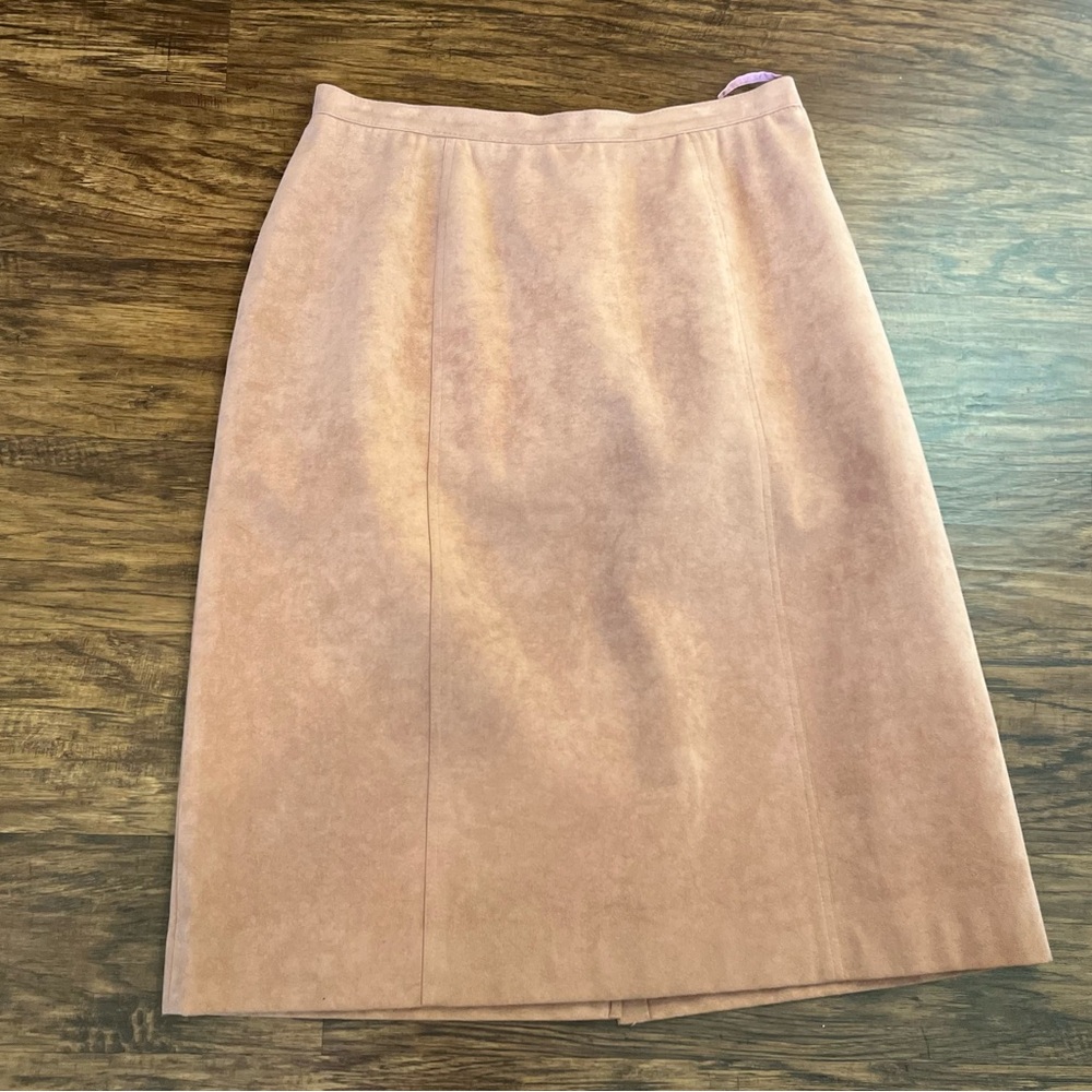 Vintage 1980s Dusty Rose/Mauve Pink Genuine Suede Skirt